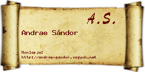 Andrae Sándor névjegykártya